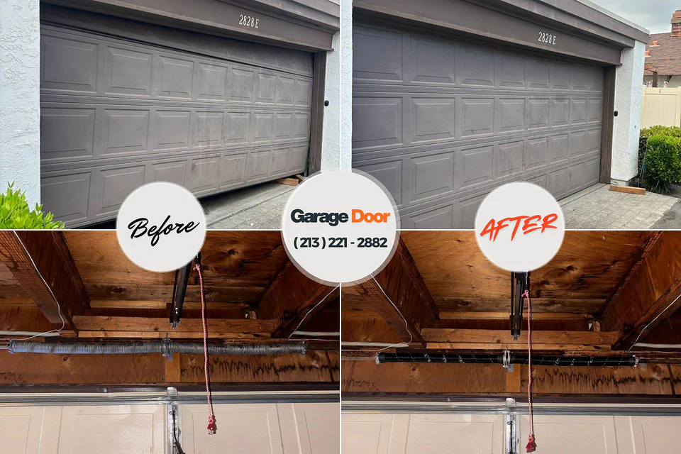 Before and after: garage door repair Wooster, AR